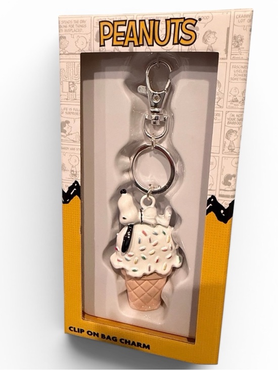 Peanuts Accessories - Peanuts Snoopy Ice Cream Cone Bag Charm - White, Tan, Black